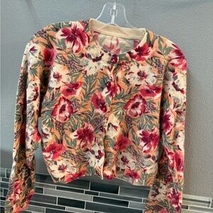 Source Unknown Floral Button Down Shirt - Red, Green, Cream